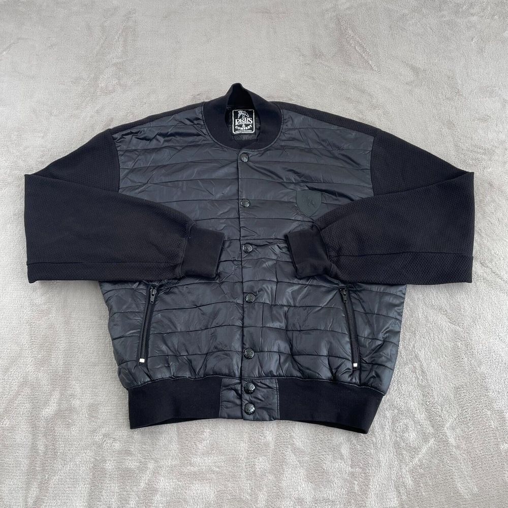 PRPS Bomber Track Jacket Men‎ Large Black Zip Pockets Band Collar Designer